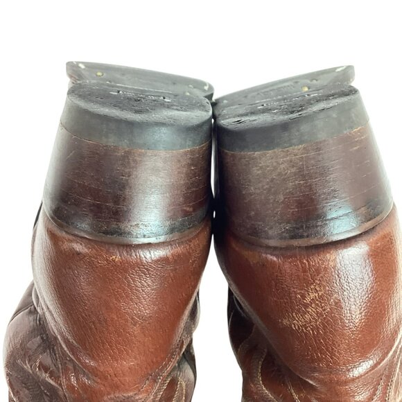 Dan Post Marlboro Western Style 2111 Mens 9D Leather Cowboy Boots Brown - Picture 9 of 12